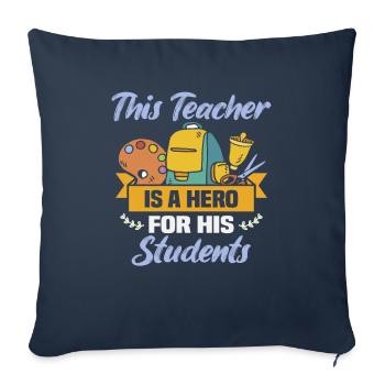 Meilleure idée de cadeau de pension pour les enseignants Étudiant - Housse de coussin décorative 45 x 45 cm - bleu marine - Devant