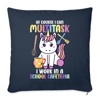Funny Lunch Lady Cafeteria Crew - Housse de coussin décorative 45 x 45 cm - bleu marine - Devant
