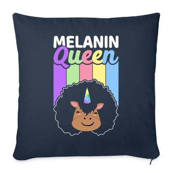 Reine de la peau brune Histoire des Noirs - Housse de coussin décorative 45 x 45 cm - bleu marine - Devant
