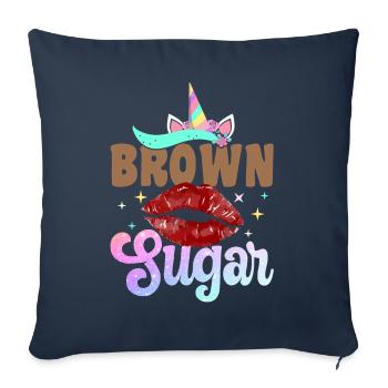 Mélanine Peau Marron Noir Histoire - Housse de coussin décorative 45 x 45 cm - bleu marine - Devant