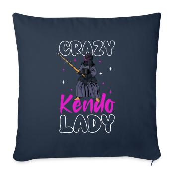Crazy Kendo Lady - Kendo - Housse de coussin décorative 45 x 45 cm - bleu marine - Devant
