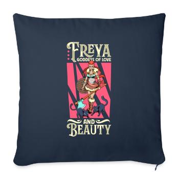 Déesse viking de l’amour Freya - Housse de coussin décorative 45 x 45 cm - bleu marine - Devant