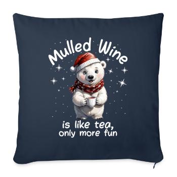 Marché de Noël drôle vin chaud boisson dictons - Housse de coussin décorative 45 x 45 cm - bleu marine - Devant