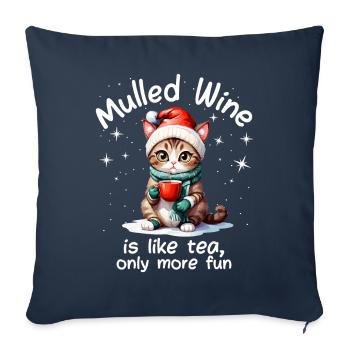 Marché de Noël drôle vin chaud boisson dictons - Housse de coussin décorative 45 x 45 cm - bleu marine - Devant