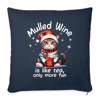 Marché de Noël drôle vin chaud boisson dictons - Housse de coussin décorative 45 x 45 cm - bleu marine - Devant