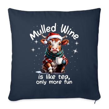 Marché de Noël Drôle Vin chaud Boisson Dictons - Housse de coussin décorative 45 x 45 cm - bleu marine - Devant