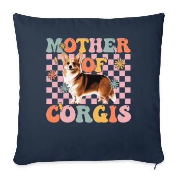 Groovy Corgi Maman Chien Maman - Housse de coussin décorative 45 x 45 cm - bleu marine - Devant