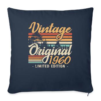 Anniversaire Millésime Fabriqué en 1960 Retro 1960 - Housse de coussin décorative 45 x 45 cm - bleu marine - Devant