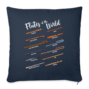 De nombreuses flûtes - Flûtes du monde - Flûte - Housse de coussin décorative 45 x 45 cm - bleu marine - Devant