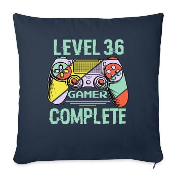 Niveau 36 complète 36 Ans Gamer Level 36 Complete - Housse de coussin décorative 45 x 45 cm - bleu marine - Devant