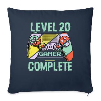 Niveau 20 complète 20 Ans Gamer Level 20 Complete - Housse de coussin décorative 45 x 45 cm - bleu marine - Devant