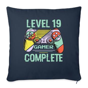 Niveau 19 complète 19 Ans Gamer Level 19 Complete - Housse de coussin décorative 45 x 45 cm - bleu marine - Devant