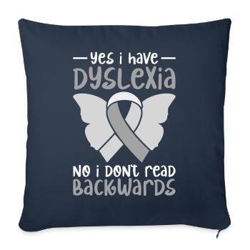 Sensibilisation à la dyslexie - Housse de coussin décorative 45 x 45 cm - bleu marine - Devant