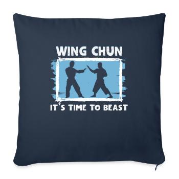 Arts martiaux Wing Chun Entraîneur Wing Chun Fighter - Housse de coussin décorative 45 x 45 cm - bleu marine - Devant