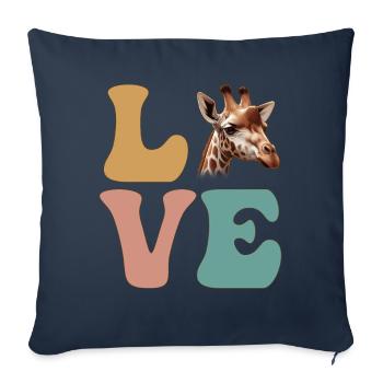 Safari des amoureux des animaux du zoo des girafes - Housse de coussin décorative 45 x 45 cm - bleu marine - Devant