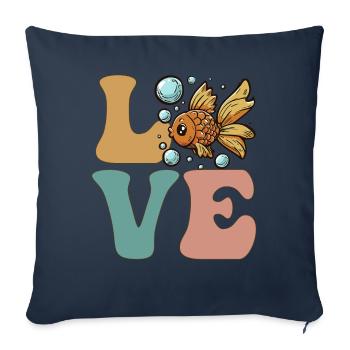 Poisson rouge Poisson rouge Amateur de poisson rouge - Housse de coussin décorative 45 x 45 cm - bleu marine - Devant