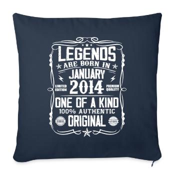Cadeau D'anniversaire Nées En Janvier 2014 - Housse de coussin décorative 45 x 45 cm - bleu marine - Devant