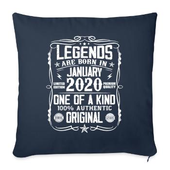 Cadeau D'anniversaire Nées En Janvier 2020 - Housse de coussin décorative 45 x 45 cm - bleu marine - Devant