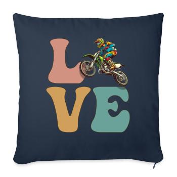 Course de motocross Dirt Bike - Housse de coussin décorative 45 x 45 cm - bleu marine - Devant