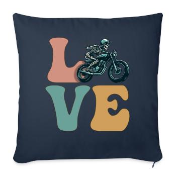 Moto Moto Moto Squelette - Housse de coussin décorative 45 x 45 cm - bleu marine - Devant