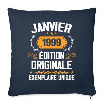 Anniversaire Cadeau Millésime Janvier 1999 - 1999 - Housse de coussin décorative 45 x 45 cm - bleu marine - Devant