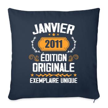 Jubiläum Vintage Geschenk Januar 2011 - 2011 - Sofakissenbezug 45 x 45 cm - Navy - Vorne