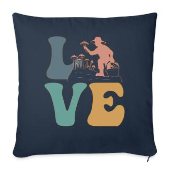 Chasse aux champignons, Chasseur de champignons, Mycologie - Housse de coussin décorative 45 x 45 cm - bleu marine - Devant