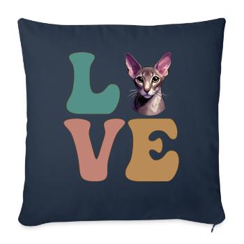 Orientalisch Kurzhaar Katze - Sofakissenbezug 45 x 45 cm - Navy - Vorne