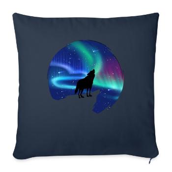 Aurores boréales Loup aurores boréales - Housse de coussin décorative 45 x 45 cm - bleu marine - Devant