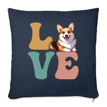 Pembroke Welsh Corgi amoureux des chiens - Housse de coussin décorative 45 x 45 cm - bleu marine - Devant