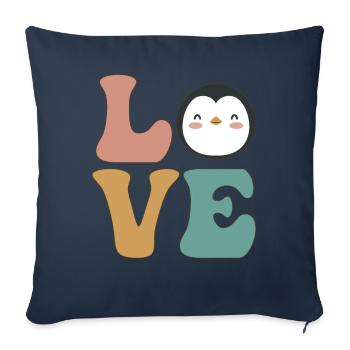 Mignon amant de pingouin - Housse de coussin décorative 45 x 45 cm - bleu marine - Devant
