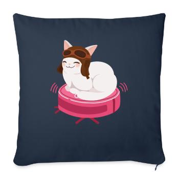 Robot Aspirateur Cat Robot Aspirateur - Housse de coussin décorative 45 x 45 cm - bleu marine - Devant