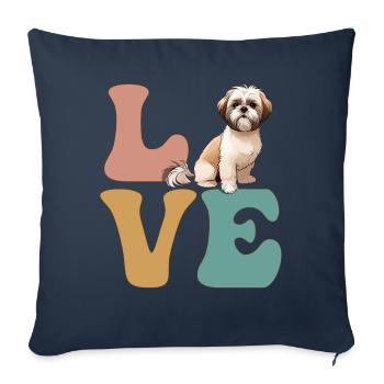 Shih Tzu Amoureux des chiens - Housse de coussin décorative 45 x 45 cm - bleu marine - Devant