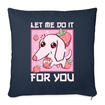 Kawaii Barzoi Dog Meme Lait à la fraise - Housse de coussin décorative 45 x 45 cm - bleu marine - Devant