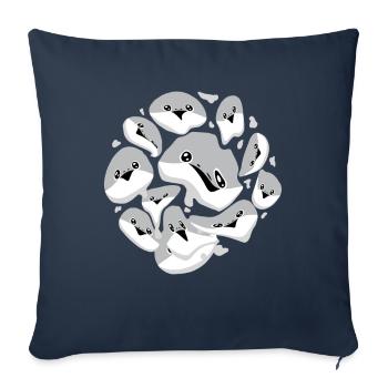 Sacabambaspis Poisson Meme Visage Motif - Housse de coussin décorative 45 x 45 cm - bleu marine - Devant