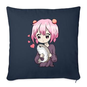 Sacabambaspis Fish Meme Kawaii Japanese Anime Mä - Sofa pillowcase 17,3'' x 17,3'' (45 x 45 cm) - navy - Front