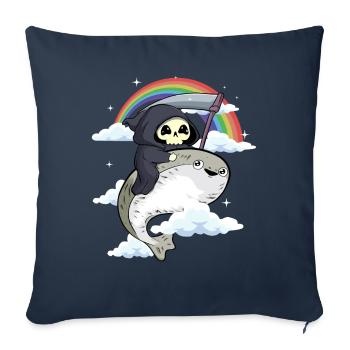 Sacabambaspi poisson Meme arc-en-ciel Grim Reaper - Housse de coussin décorative 45 x 45 cm - bleu marine - Devant