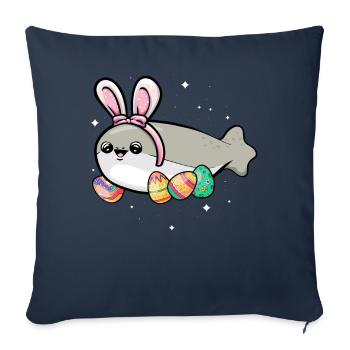 Sacabambaspis, Poisson, Meme, Lapin, Oeufs de Pâques - Housse de coussin décorative 45 x 45 cm - bleu marine - Devant