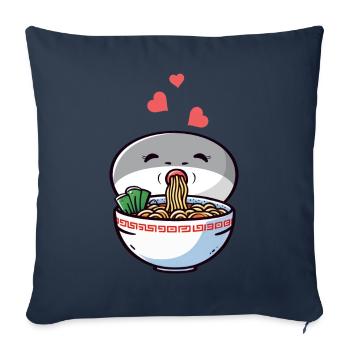 Sacabambaspis Meme Poisson Bol Ramen Japonais - Housse de coussin décorative 45 x 45 cm - bleu marine - Devant