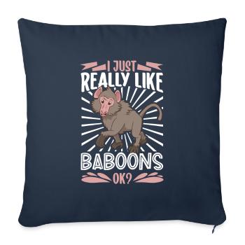 I love baboons - Baboon - Sofa pillowcase 17,3'' x 17,3'' (45 x 45 cm) - navy - Front