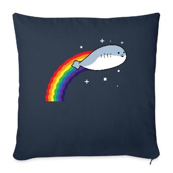 Sacabambaspis Poisson Meme Pixel Arc-en-ciel - Housse de coussin décorative 45 x 45 cm - bleu marine - Devant