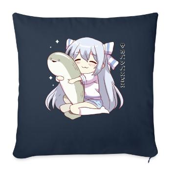 Sacabambaspis Fish Meme Japanese Anime Girl - Sofa pillowcase 17,3'' x 17,3'' (45 x 45 cm) - navy - Front