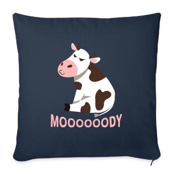 Moooooody Vache Vaches Fermier Enfants - Housse de coussin décorative 45 x 45 cm - bleu marine - Devant