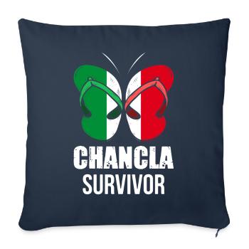 Drapeau de La Chancla Mexique Mexique - Housse de coussin décorative 45 x 45 cm - bleu marine - Devant