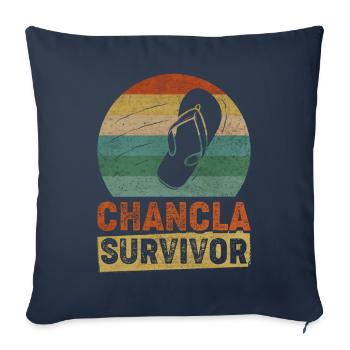 Chancla Survivor Rétro La Chancla Mexique - Housse de coussin décorative 45 x 45 cm - bleu marine - Devant
