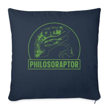 Drôle Philosophie Meme Vélociraptor Dinosaure - Housse de coussin décorative 45 x 45 cm - bleu marine - Devant
