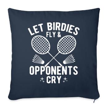 Funny badminton player - Sofa pillowcase 17,3'' x 17,3'' (45 x 45 cm) - navy - Front