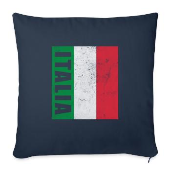 Drapeau de l’Italie fier cadeau de voyage italien - Housse de coussin décorative 45 x 45 cm - bleu marine - Devant