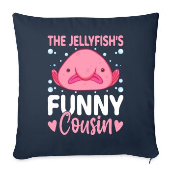 Drôle de poisson-mouche créature marine - Housse de coussin décorative 45 x 45 cm - bleu marine - Devant