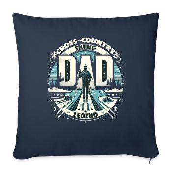 Fête des pères PAPA la légende du ski de fond Papa - Housse de coussin décorative 45 x 45 cm - bleu marine - Devant